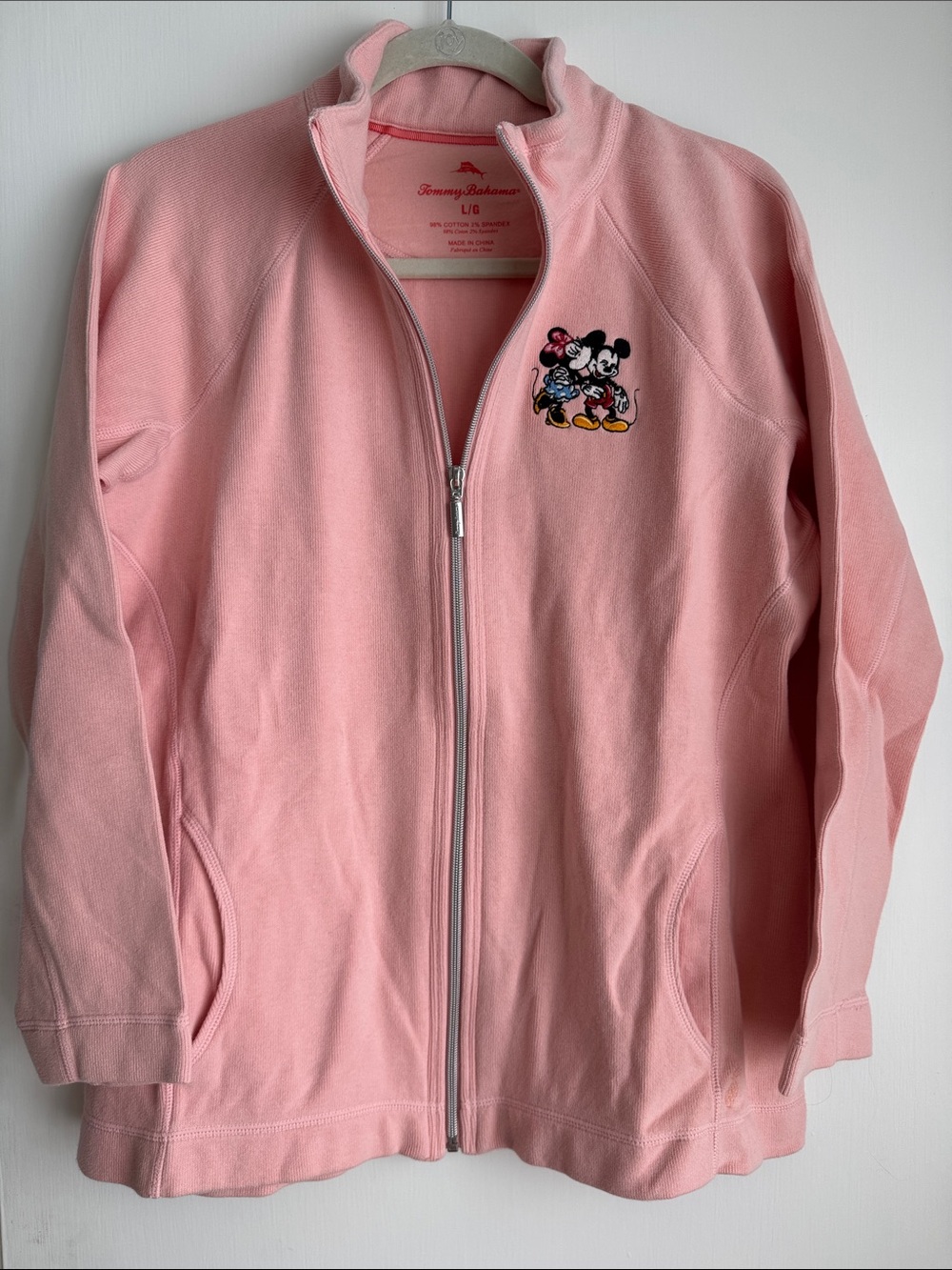 Tommy Bahama Full-Zip Knit Jacket with Mickey & Minnie Embroidery and pockets